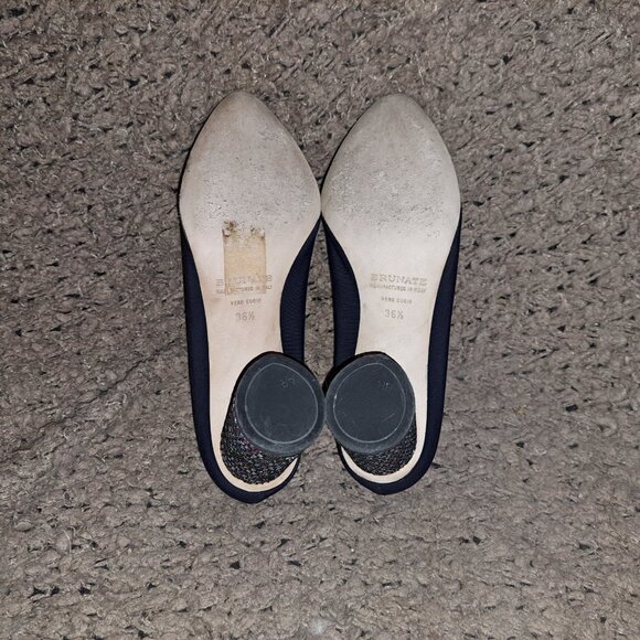 BRUNATE-Italy-Dark Navy Peu de Soie-Colorful Round Heel-Sz 36.5-Excellent - Picture 8 of 8